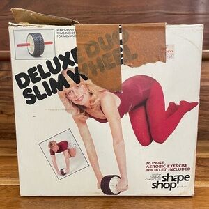 Vintage 80s Shape Shop Deluxe Duo Slim Wheel Fitness Exercise Machine.